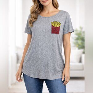 Gaze “Fries” Grey Scoop-neck Short Sleeve Top